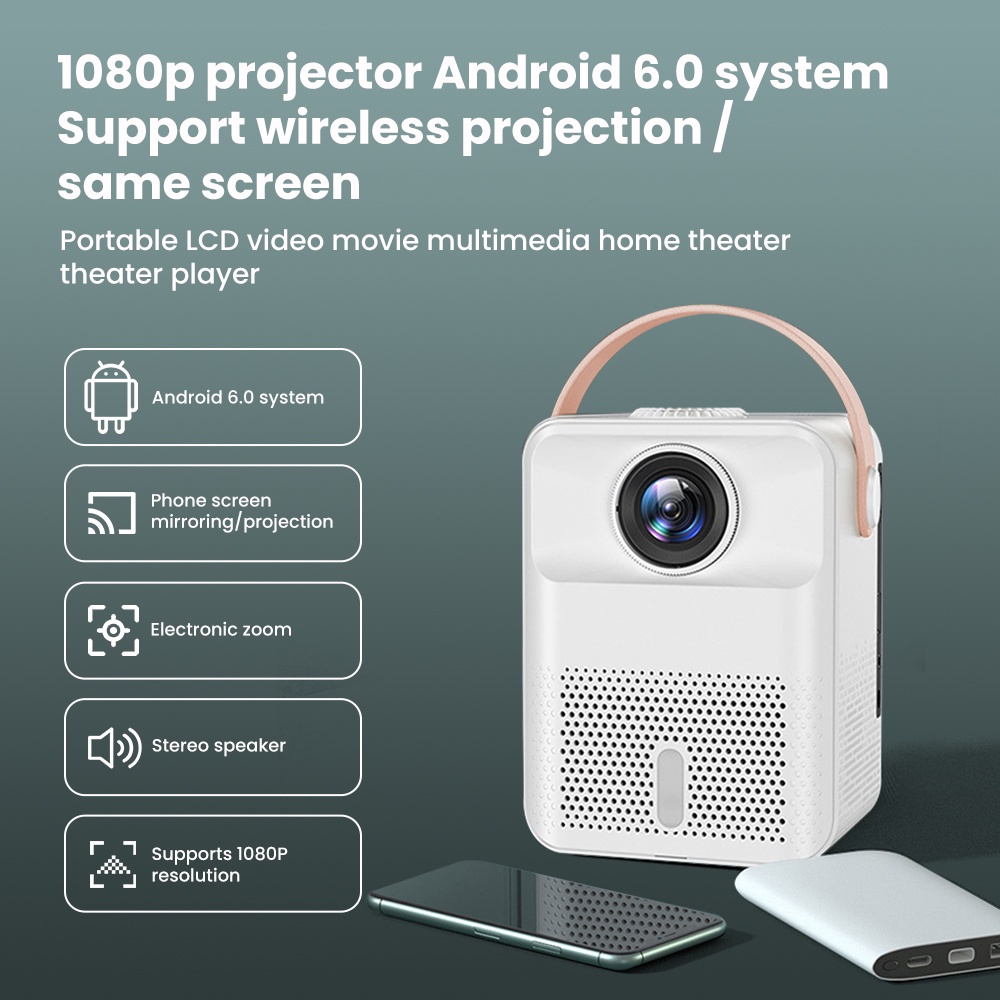 【Built-in YouTube Netflix】Mini Proyektor Android Cerdas Projector 1080P Full HD WIFI Portabel Proyektor Untuk Rumah, Ruang Kelas, Ruang Pertemuan