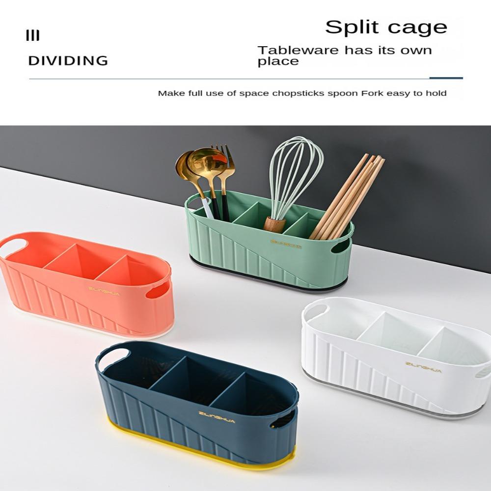 Solighter Cutlery Utensil Holder Gadget Dapur Kapasitas Besar Drainer Shelf Wall Mount/Tempat Sendok Sumpit Tabletop