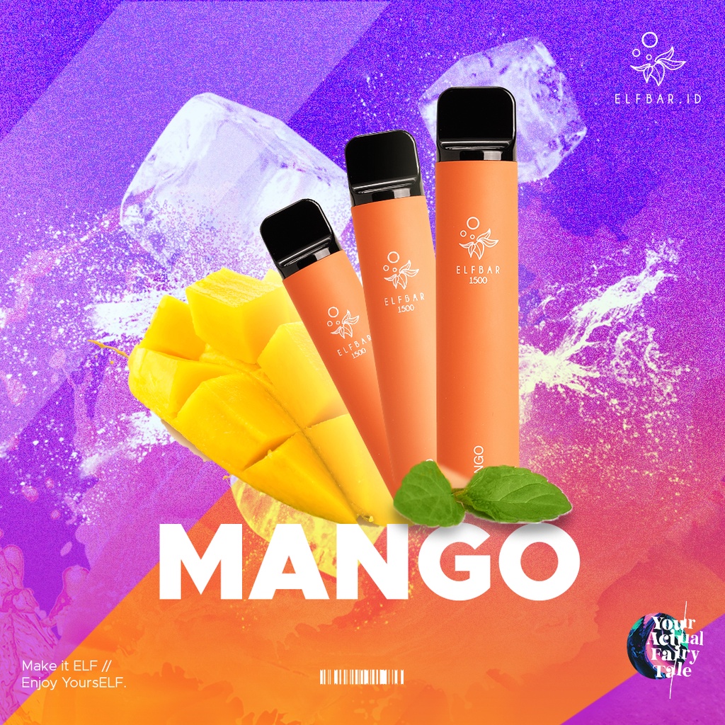 ELFBAR ELF BAR 1500 MANGO DISPOSABLE POD / DISTRIBUTOR RESMI ELFBAR