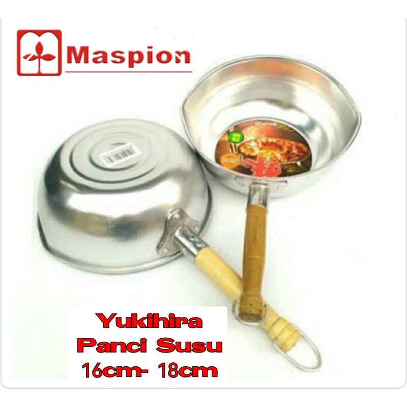 Maspion Yukihira Nabe Panci Susu Gagang Kayu 16cm / 18cm / 20cm