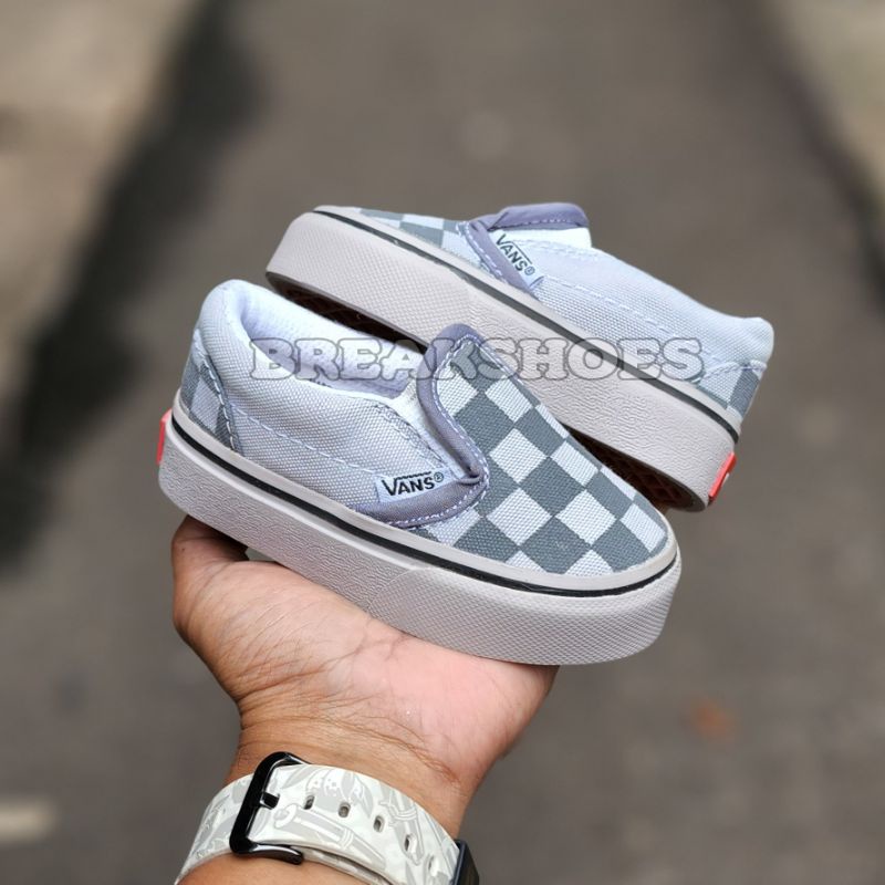 Sepatu anak slip on checkerboard optical sneakers anak kekinian