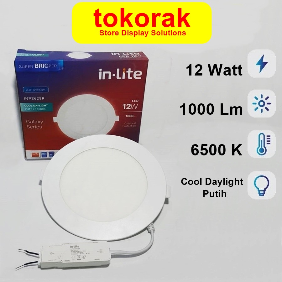 LED PANEL INBOW IN-LITE BULAT 12 WATT PUTIH DOWNLIGHT INLITE INPS628R