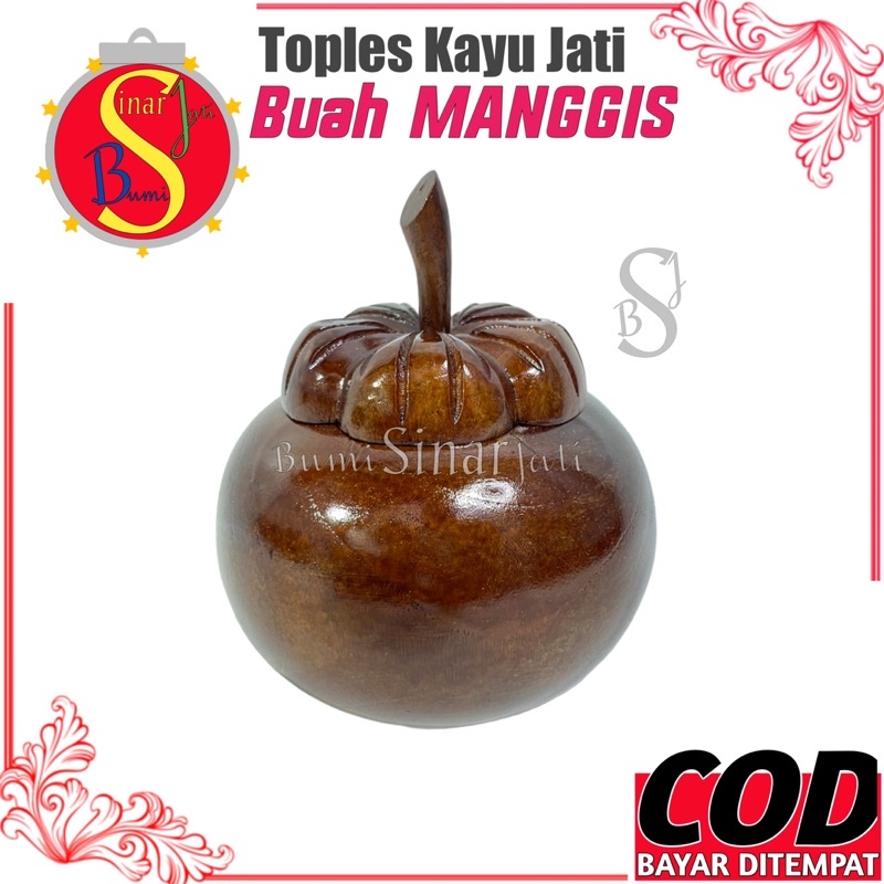 Toples Kayu Jati Bentuk Buah Manggis - Toples Kayu Jati - Toples Tempat Permen - Toples Tempat Kue K