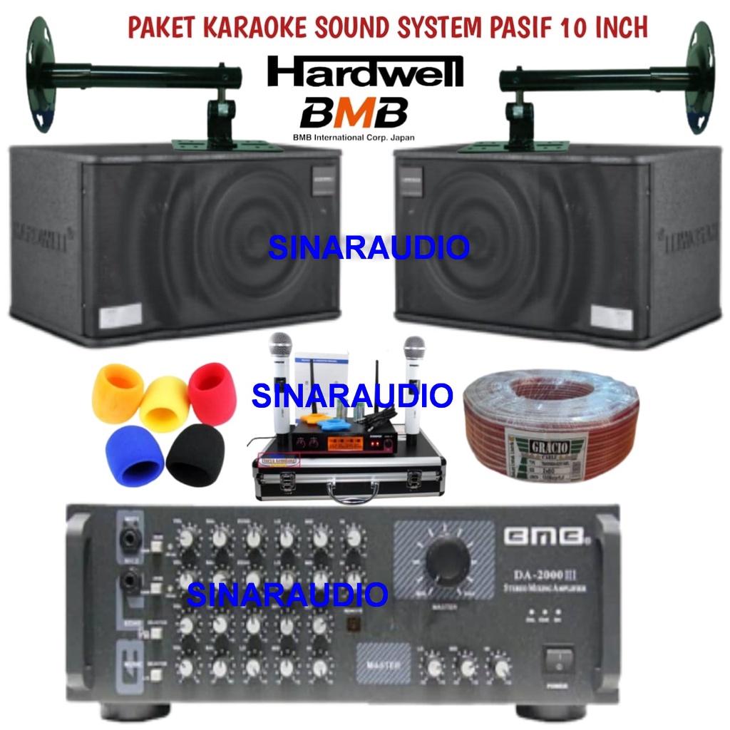 paket karaoke speaker pasif hardwell pmr10 +BMB DA 2000 III original plus mic wireless shure URD11 d