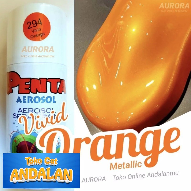 

Pilox Penta Aerosol Vivid Orange 294 Oranye Metallic 300ml Cat Pilok Oren Metalik