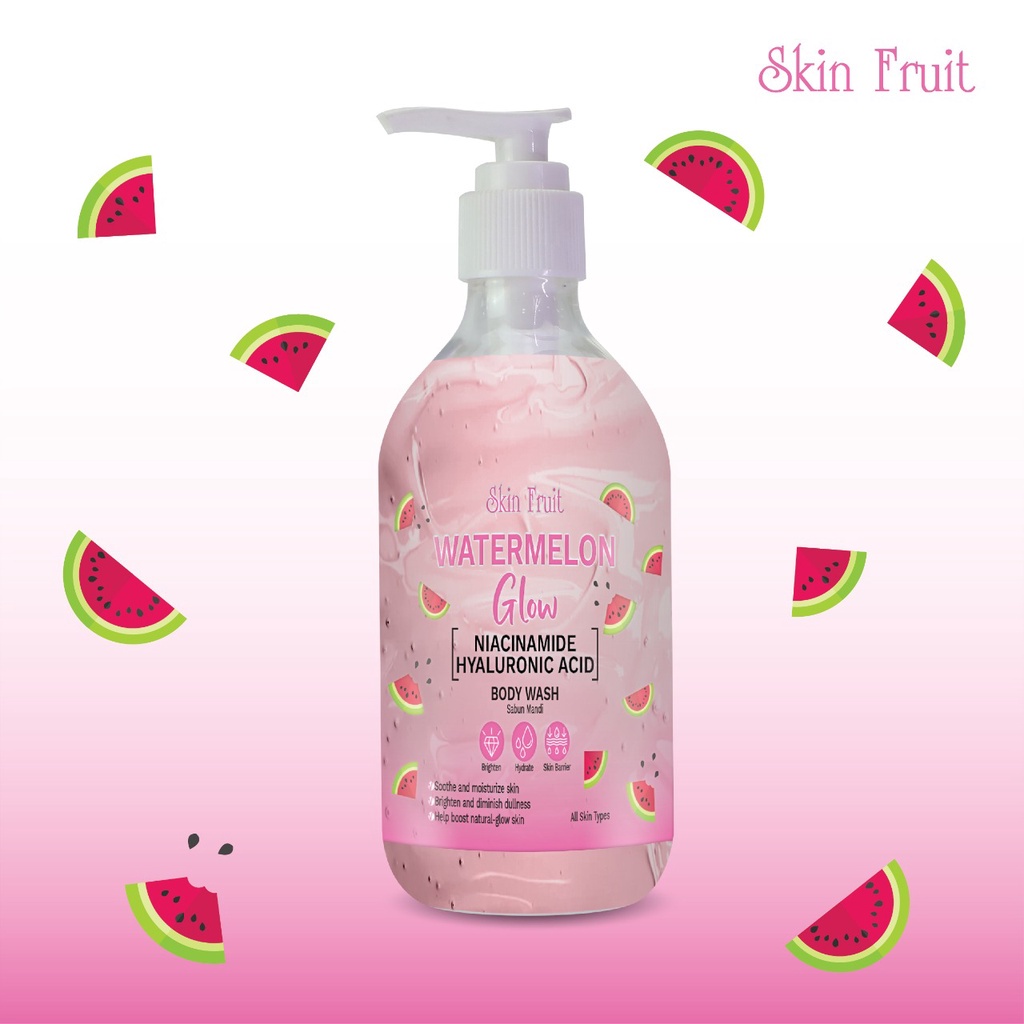 SKIN FRUIT BODY WASH WATERMELON NIACINAMIDE HYALU &amp; PEAR GLOW RETINOL HYALU