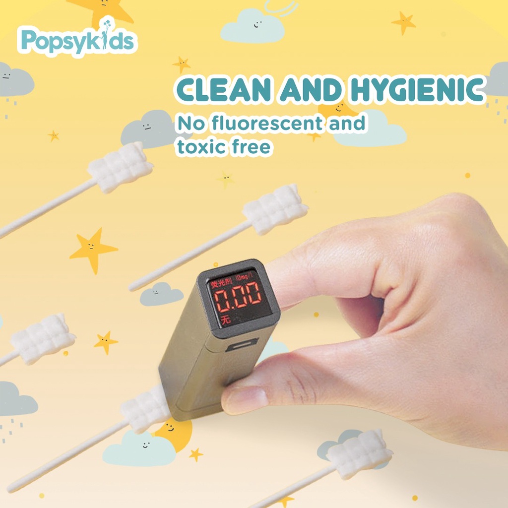 Popsykids Baby Oral Cleaner – 100% Stik Kasa Steril Pembersih Mulut Bayi / Lidah Bayi / Gusi Bayi