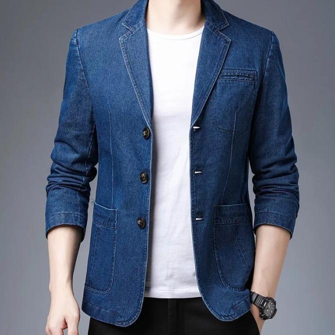 Blazer Pria Denim Big Size