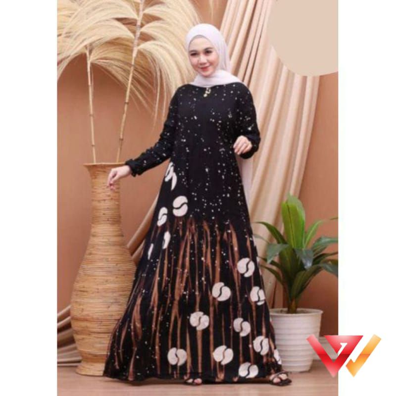 BATIK USMAN Gamis Terbaru Gamis Twill Rayon Candimekar Abstrak Gamis syari Twil - Daster Twill terla