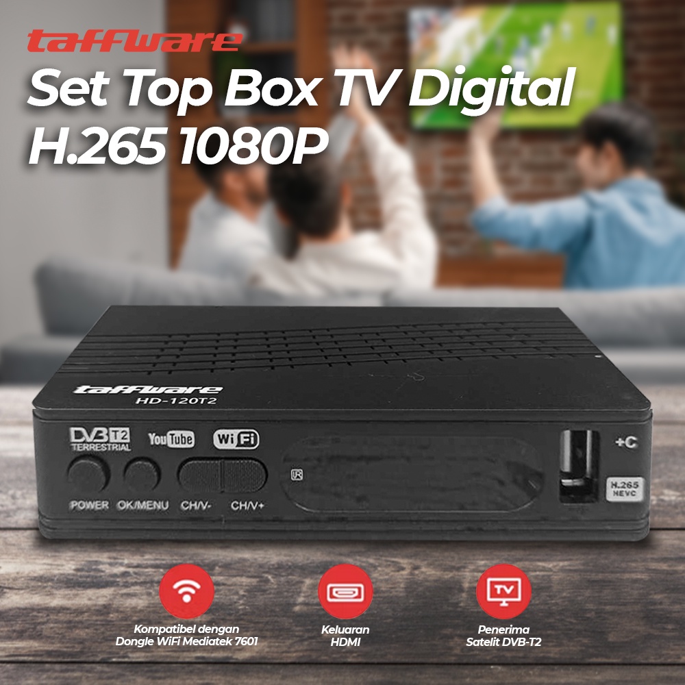 Taffware Set Top Box TV Digital H.265 1080P DVB-T2 - DZ084 - Black