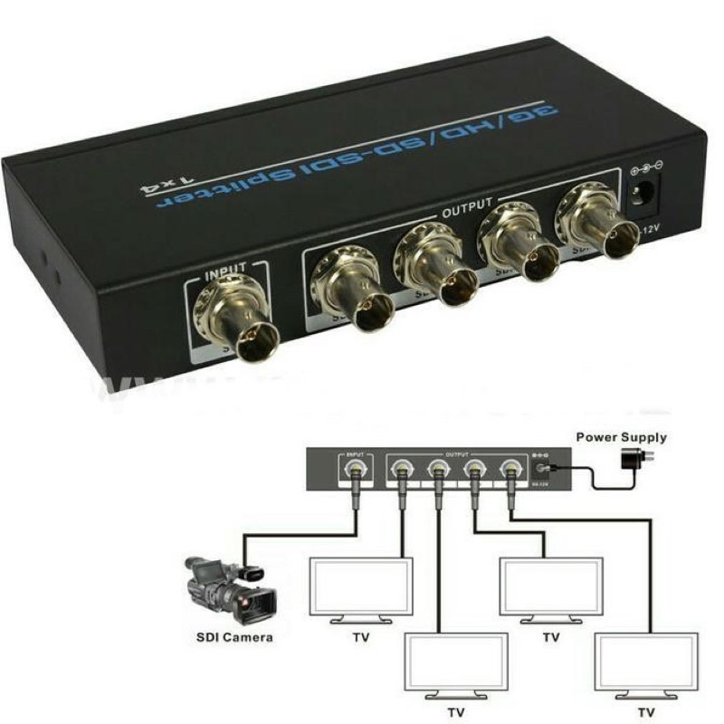 SDI splitter/Distributor 4 output / 4port - Support SD/HD/3G-SDI / SDI SPLITER 4port ,  1 x 4