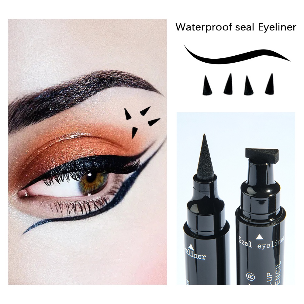 Allphv Eyeliner Stamp 2in1 Waterproof Eyeliner Professional Eye Makeup Black Anti Air Tahan Lama Kosmetik Mata