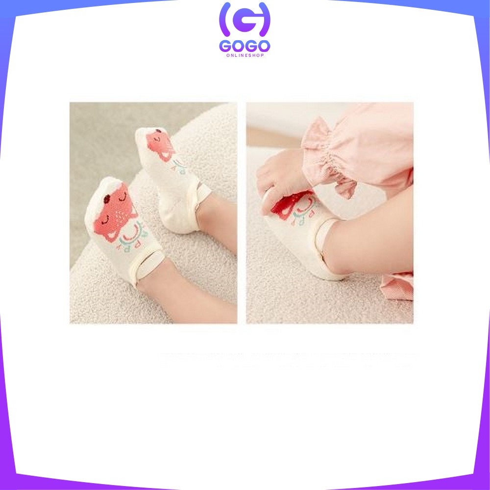 GOGO-P377 Kaos Kaki Dengan Ankle Strap Anak Bayi / Sepatu Kaus Kaki Anak Bayi Bahan Katun Anti Slip untuk Baby