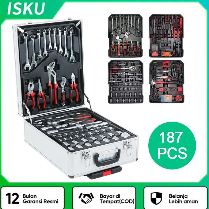 ISKU Perkakas Bengkel 187 PCS Tool Kit Dan Rumah Koper
