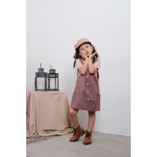 GIRL OVERALL TARTAN - Promo 10.10 Setelan Anak Jumper Bayi Kids Rok Dress Cewek Perempuan Katun Murah 1-4 Thn