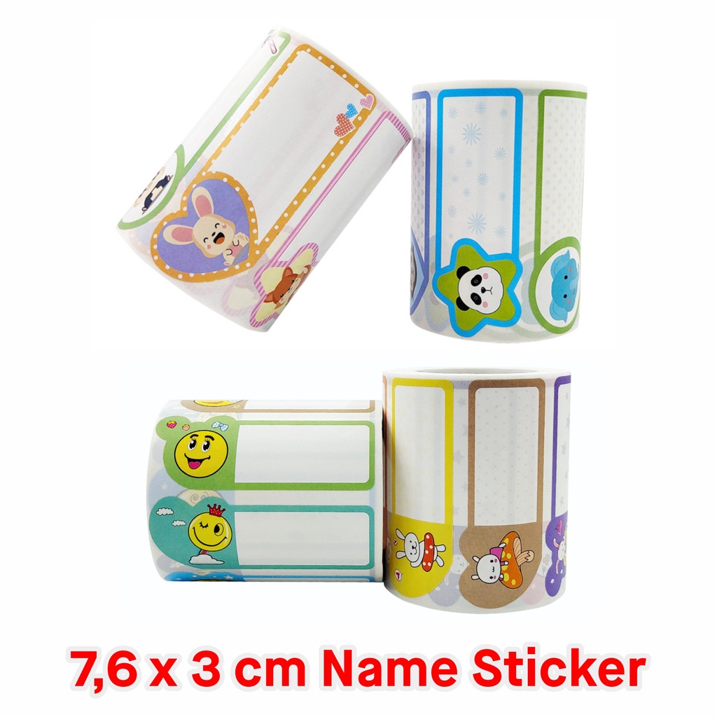 

240 pcs/Roll Stiker Label Nama Anak Karakter Hewan Kartun Lucu untuk Tag Buku Notes Memo Ukuran 7.6 x 3 cm