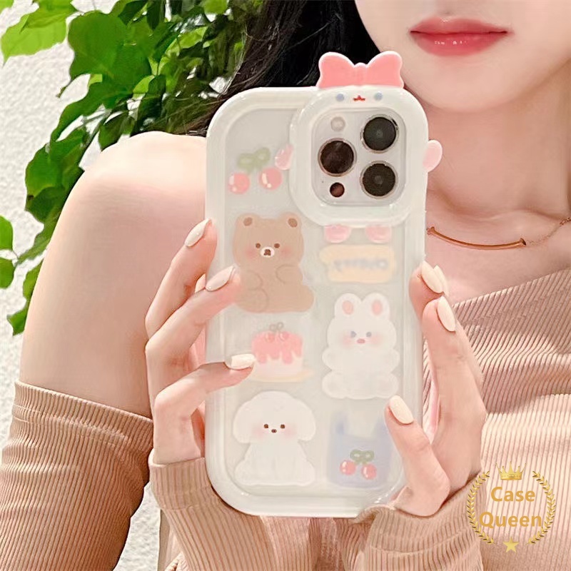 Soft Case Motif Cherry Bear Puppy Untuk VIVO Y21 Y12 Y15A T1 Y75 Y15s Y35 Y16 Y12i Y22 Y20 Y55 Y33S Y02s Y20s Y23 Y30 Y31 Y20s Y11 V23 Y30 Y31