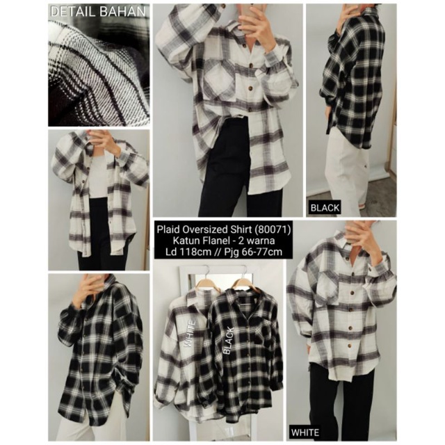 kemeja wanita/Tartan  oversized shirt