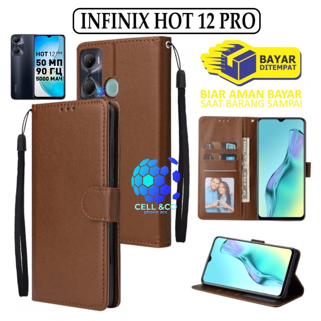 INFINIX HOT 12 PRO CASE FLIP LEATHER WALLET PREMIUM FLIP CASE BUKA TUTUP KESING HP CASING FLIP CASE WALLET INFINIX HOT 12 PRO