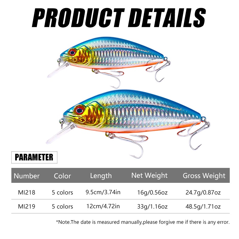 Hengjia 1pc Umpan Pancing Minnow Slow Sinking Fishing Lure 15g / 32g Untuk Memancing Ikan For Bass Trout Salmon Saltwater/Freshwater Minnow Fishing Baits Artificial Tackle
