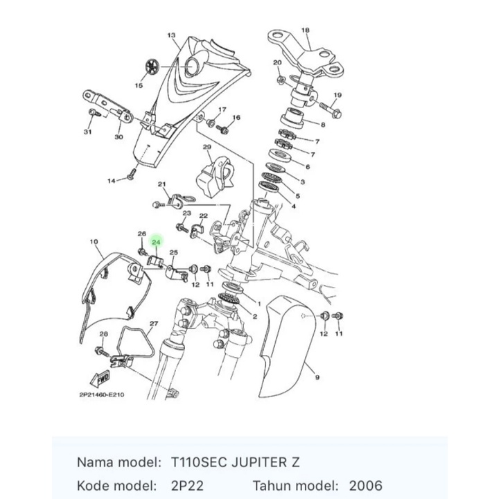 Breket Selang Rem Depan Atas Jupiter Z - Vega R 5TP-F5886-00
