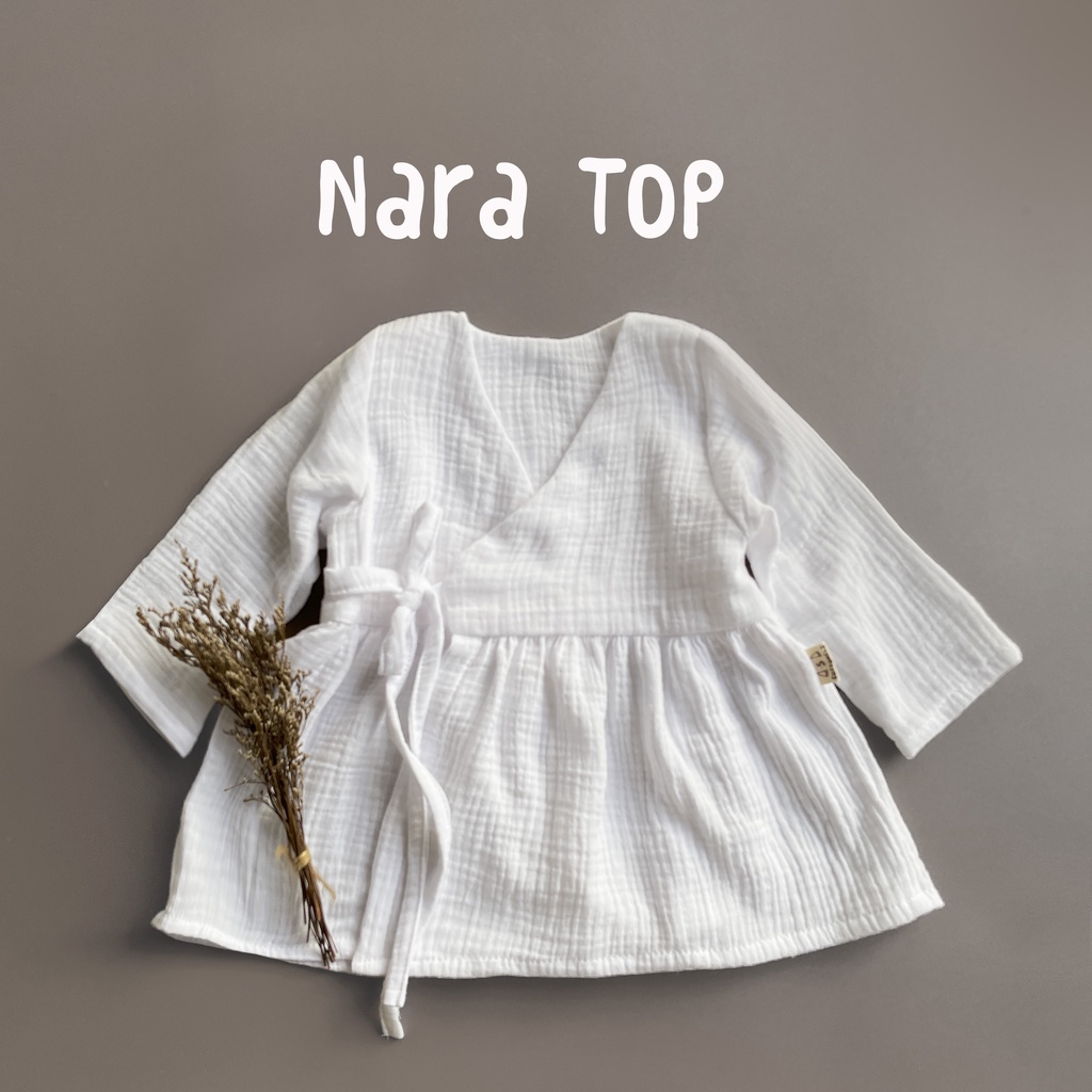 NARA Atasan Anak Muslin Double Gauze Cotton Organik Muslin Lengan Panjang Kimono Hanbok Baju KADO ULANG TAHUN BAYI MURAH