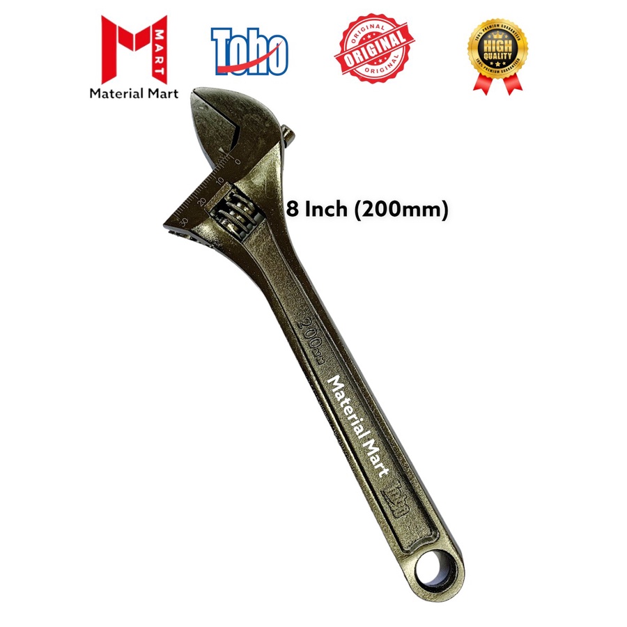 Kunci Inggris Premium 8 inch TOHO | Adjustable Wrench Bago ORI | Material Mart