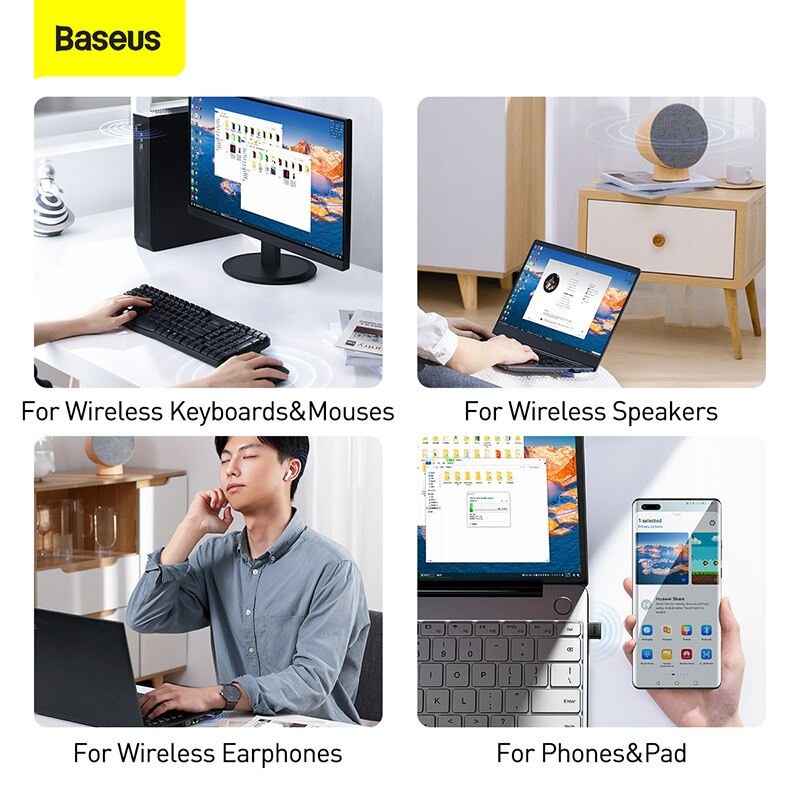 Baseus Original BA04 USB Wireless Adapter Bluetooth Version 5.0 Dongle Adaptor Receiver Ori