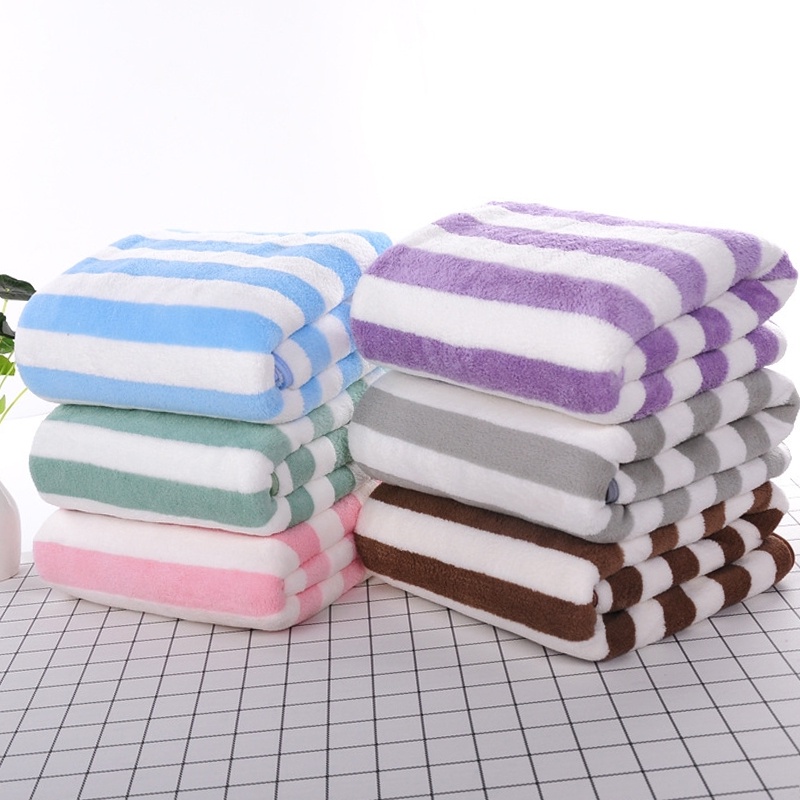 handuk dewasa tinggi lembut Handuk Mandi Dewasa Salur Microfiber Bulu Halus Super Serap Air 50x100cm (H42-B)