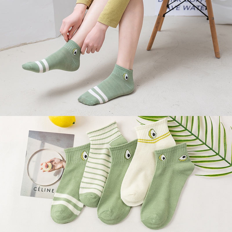 ☀CAMILO☀ KK09 Kaos Kaki Wanita Motif Buah Alpokat Avocado Kaos Kaki Pendek Fashion Korea