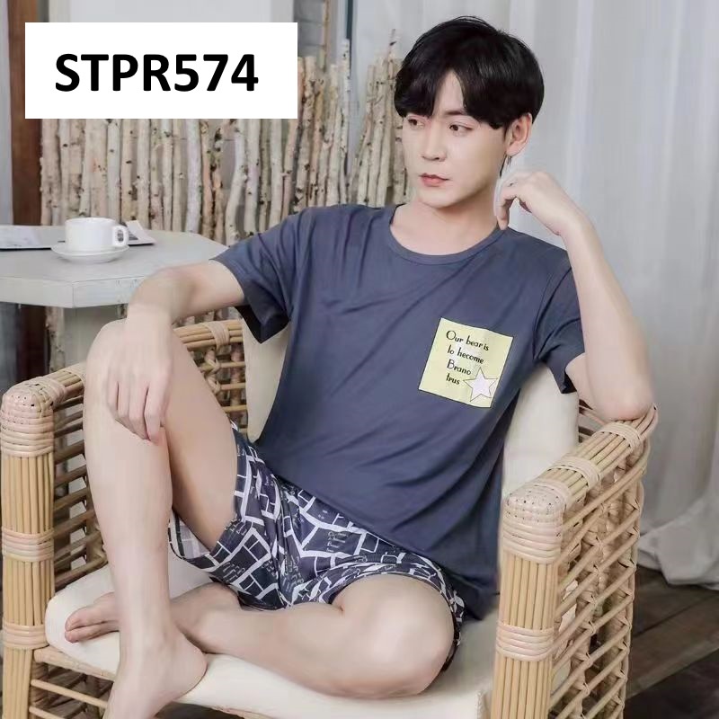Baju Tidur Pria Lengan Pendek Celana Pendek Motif Polos