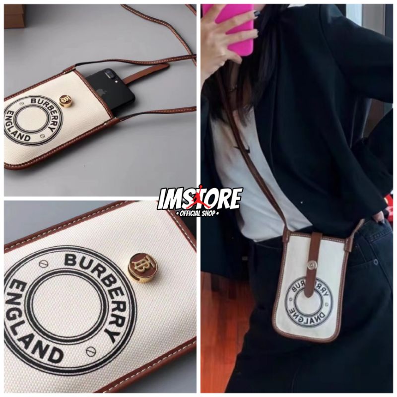 Burberry mobile phone Diagonal bag Logo Graphic Cross Body Bag / shoulder bag Tas HP wanita