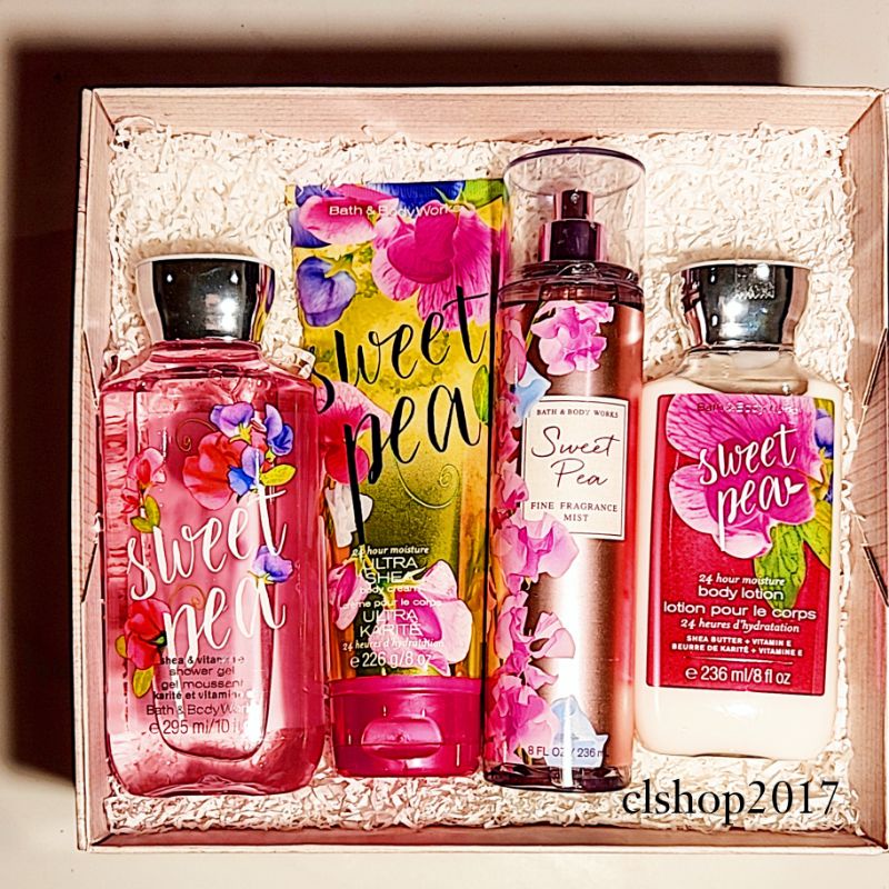 BBW SWEET PEA GIFT SET PAKET BATH &amp; BODY WORKS