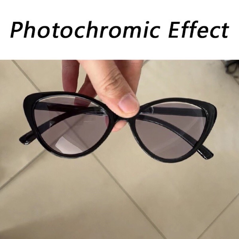 Kacamata Photokromik Wanita Korea Kacamata Anti Radiasi Wanita Fashion Cat Eye Eyeglasses Kacamata