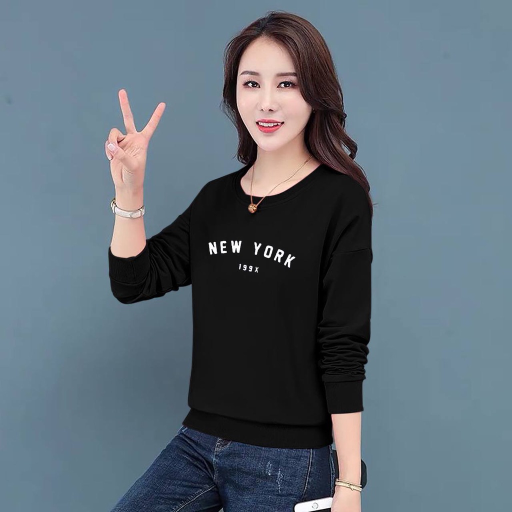 DL88 I BAJU WANITA NEW YORK LENGAN PANJANG TERBARU-KAOS DISTRO WANITA KEREN LENGAN PANJANG KEKINIAN-BAJU CEWEK LENGAN PANJANG