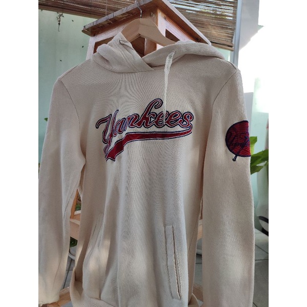 SECOND ORIGINAL BRAND YANKEES HOODIE CREAM UNISEX CEWEK COWOK SIZE S