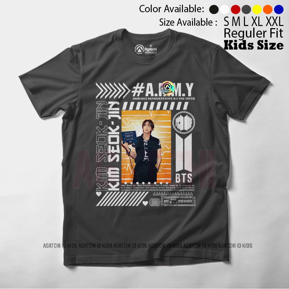 Baju Kaos Atasan Anak Perempuan Motif BTS Kim Seok - Jin / Jin