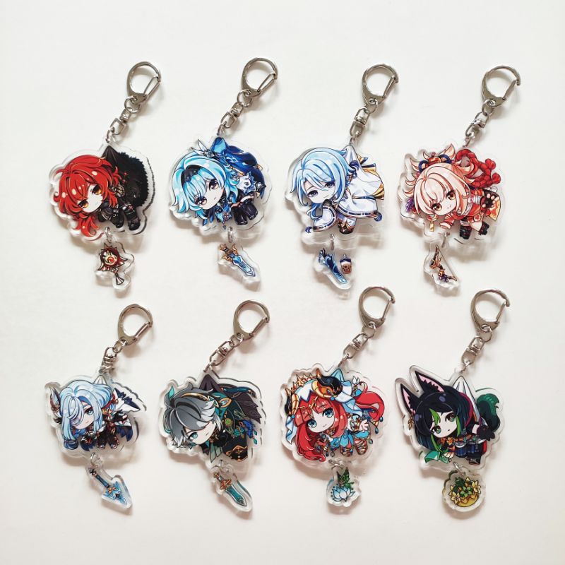 Keychain / Gantungan Kunci Game Genshin Impact 3 / Diluc Eula Ayato Yoimiya Shenhe Alhaitham Nilou T