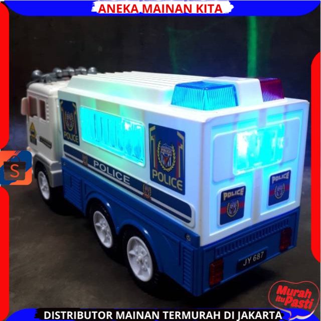 (BISA COD)MAINAN TRUCK POLISI BUMP AND GO BATERAI LAMPU SIRINE MOBIL POLISI