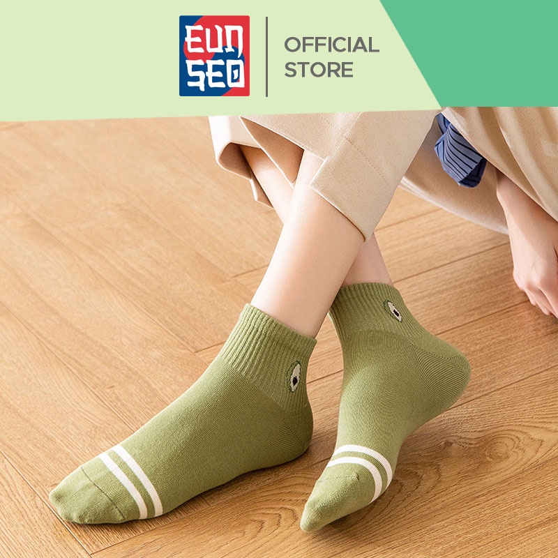 EUNSEO Kaos Kaki Pendek Wanita Motif Avocado Fashion Korea Kaoskaki Semata Kaki Premium