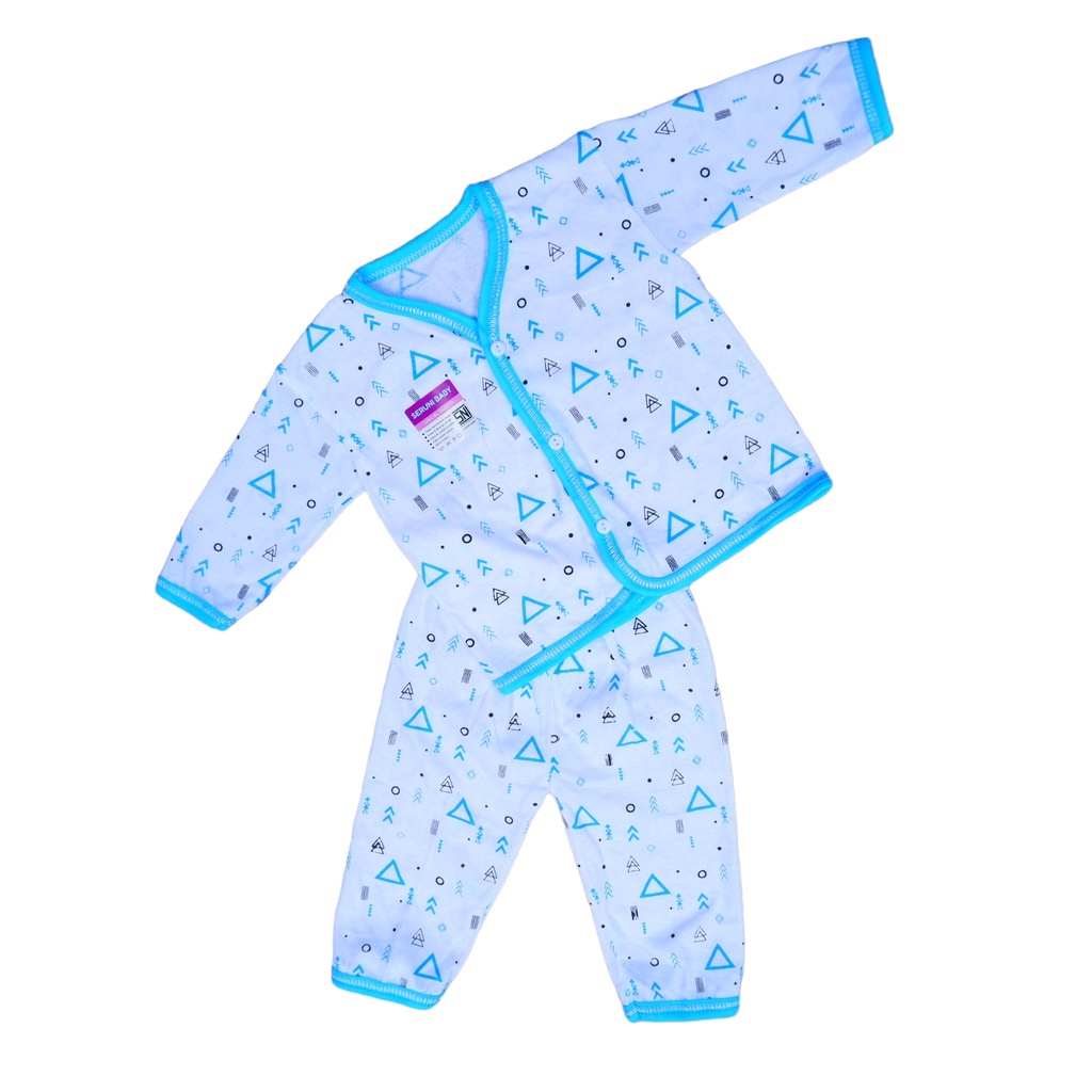 SET ISI 3 STEL PIYAMA BAYI BARU LAHIR SNI 0-4 BULAN MOTIF TRIANGLE