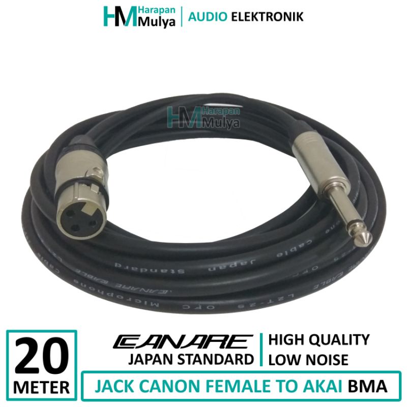(20 meter) Kabel Mic Microphone CANARE + Jack XLR Canon Female To Akai BMA