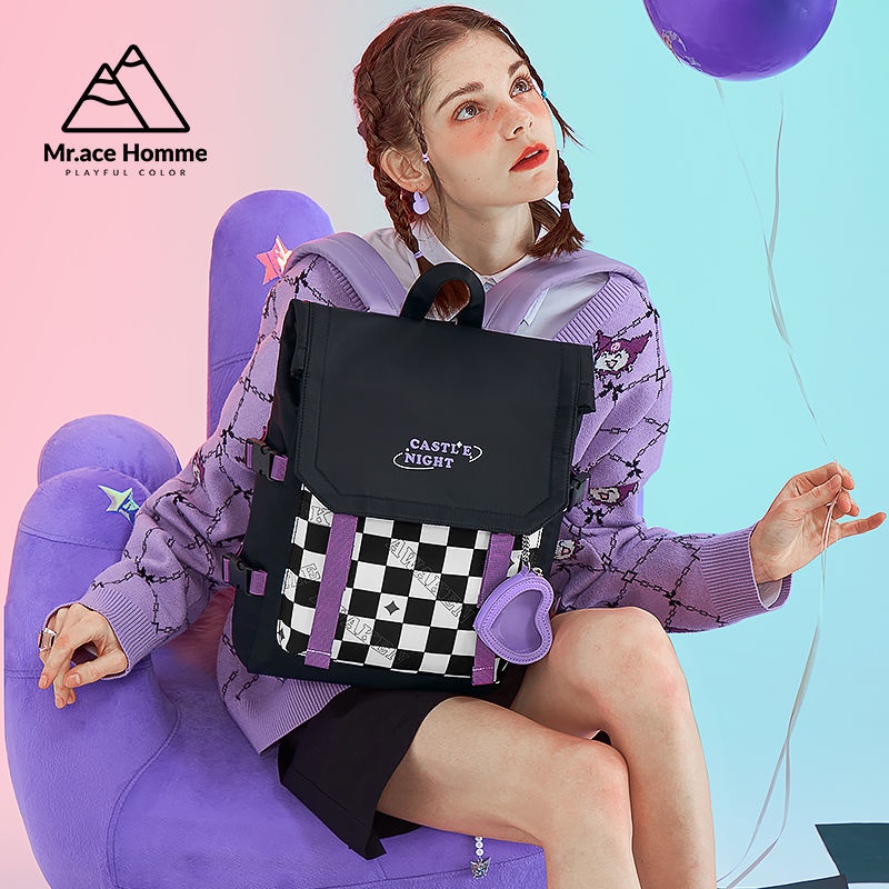 mrace Xingyue Castle asli gadis ransel perempuan high-end niche ransel flip tas sekolah berkapasitas besar