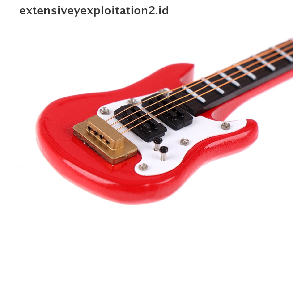 Mainan Miniatur Gitar Elektrik Skala 1: 12 Untuk Dekorasi Rumah Boneka