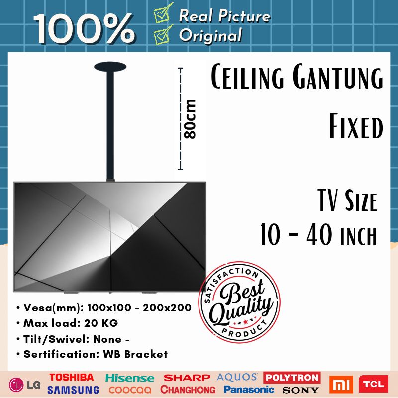 BRACKET TV CEILING/Gantung Plafon 22 24 32 40 43 inch maksimal 1meter