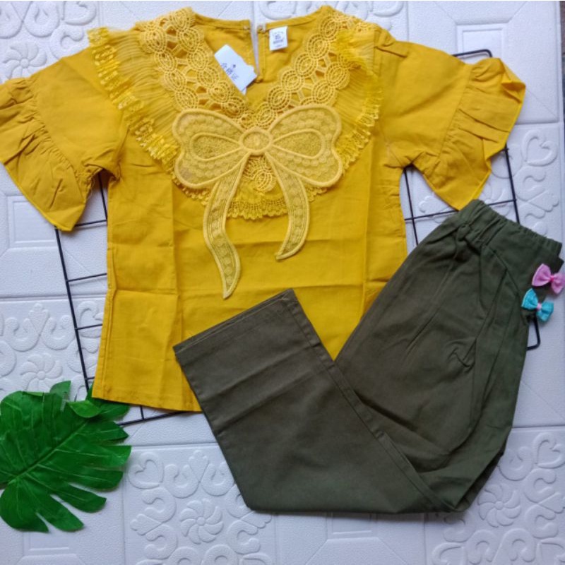 5-9 TAHUN BAJU ANAK PEREMPUAN STELAN BLUS DAN CELANA PANJANG / PAKAIAN ANAK CEWEK / BAJU ANAK PEREMPUAN IMPORT KEMEJA ANAK