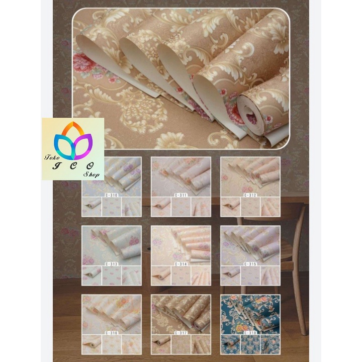WALLPAPER DINDING VINYL BUNGA