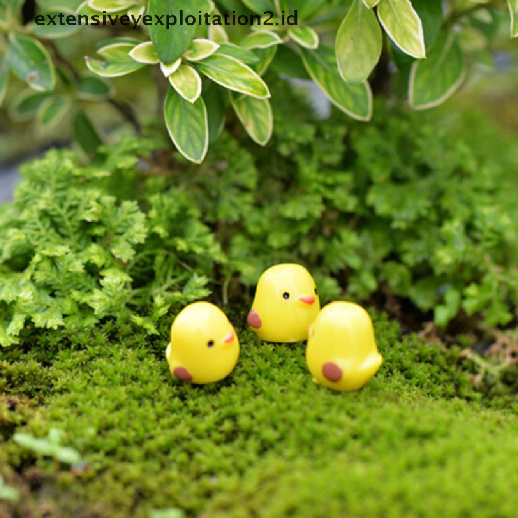 5 Pcs Miniatur Ayam Kuning mini Untuk Dekorasi Taman Rumah Boneka