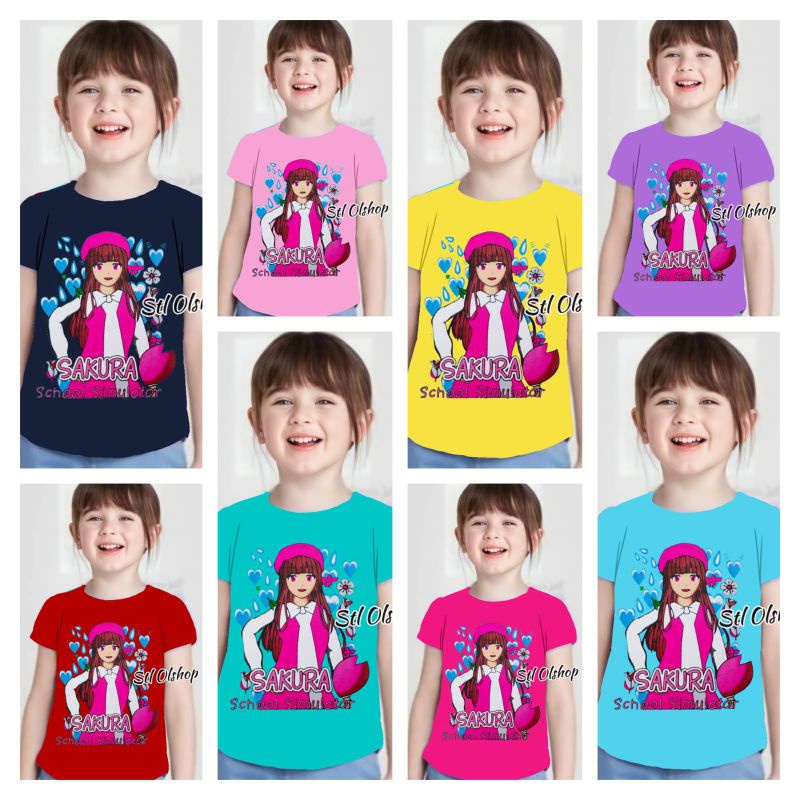 Kaos atasan sakura topi anak perempuan | Kaos lengan pendek | Sakura School | 1-10 Tahun