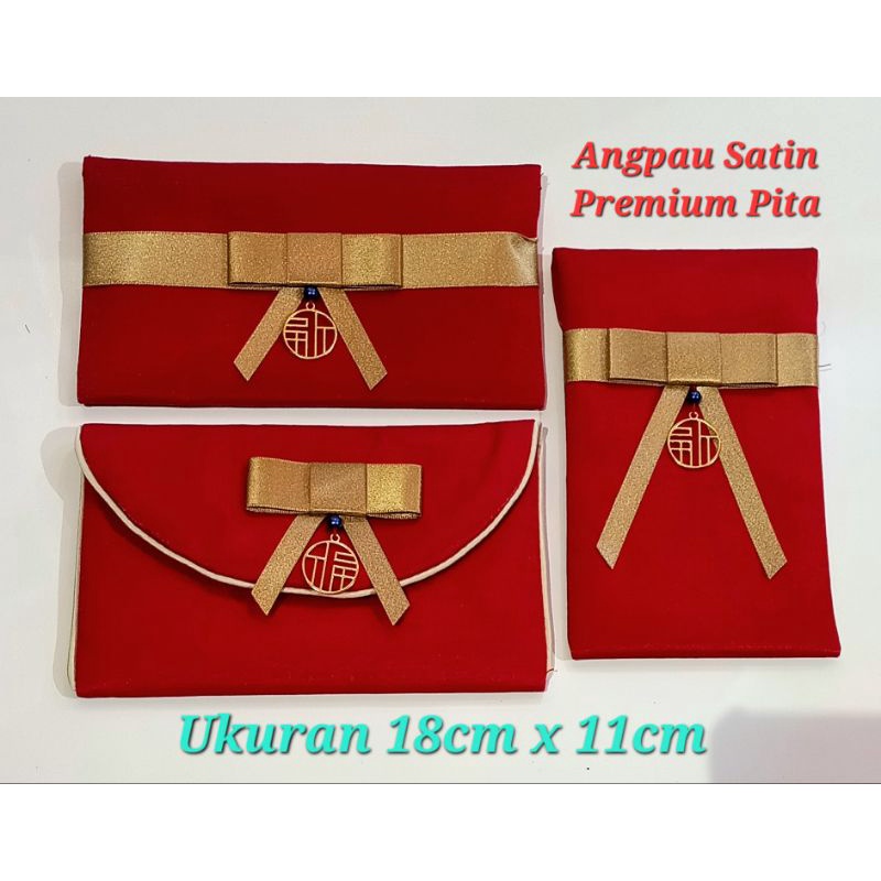 Angpau Imlek Premium Satin / Angpao Dompet Sincia Kain Satin Premium / Amplop Imlek Fu Fuk Hok Satin Dompet